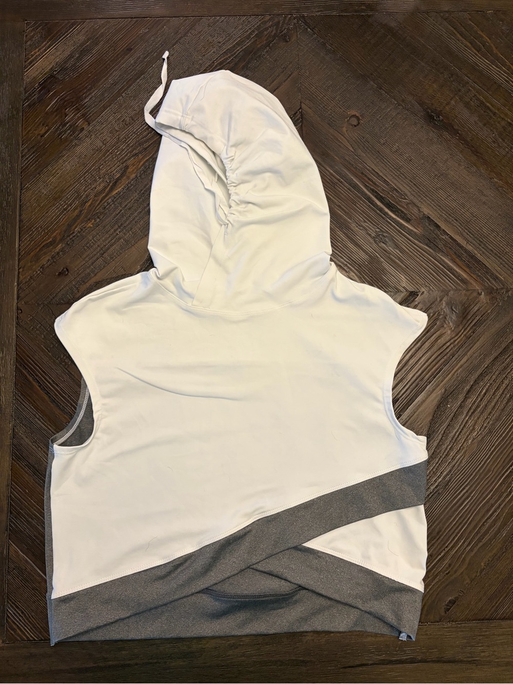 Five dance wear girls White Sleeveless Hoodie with Gray Accent